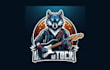 design an wolf guitar mascot logo with creative concepts
