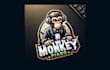 make an monkey piano mascot logo with creative concepts