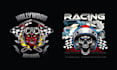 make custom classic skull helmet racing car logo