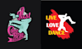 do hand drawn dance studio logo and t shirt design