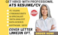 write cybersecurity, tech development, data science, data analyst, QA, IT resume