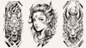 design custom flash tattoo in woodblock style