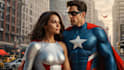 draw superhero couple portrait art