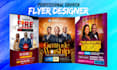 stunning church, event flyer design or postcard design