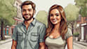 draw cartoon couple portrait