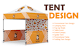 design tent, canopy tent, table cover, and flag for events