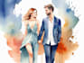 draw a watercolor couple portrait