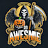do awesome angel death halloween  pumpkin  grim reaper mascot logo design