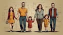 draw a vector art family portrait
