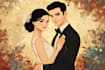 draw a cute cartoon couple portrait