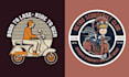 create vintage delivery man biker courier service logo