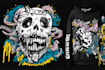draw a custom dark surrealism for apparel
