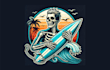 do creative surfer skeleton mascot logo with unique concepts