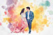draw a watercolor couple portrait