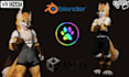model custom vrchat avatar, furry avatar, 3d fursona model, vseeface