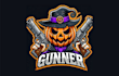 do unique spooky gunner pumpkin mascot logo within two days