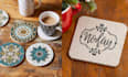 design coaster ideas, pulpboard, round sticker, badge, logo, patch, for yo