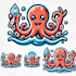 do make octopas water style mascot logo design
