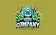 design  angry monster mascot logo with express delivery