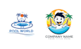 design summer swimming pool spa logo