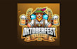 do unique flat oktoberfest mascot logo with express delivery