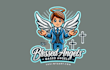 design blessed  angels mascot logo with express delivery