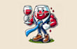 design glass red wine making mascot logo with express delivery