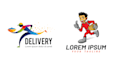 make unique delivery man truck courier service logo