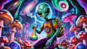 design ai based psychedelic album cover poster