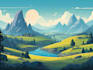 draw a flat vector landscape illustration