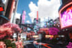 do a cyberpunk futuristic city landscape or sci fi concept
