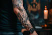 create a full sleeve realistic tattoo design from your concept