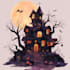 draw halloween house illustration