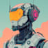 custom futuristic mecha robot character illustration art
