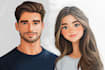 draw cartoon disney couple portrait