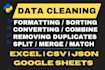 do data cleaning formatting filter duplicates, merge split clean ms excel data