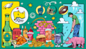 design illustrations for brand, website, packaging, products