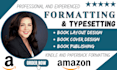 kdp book publishing, typesetting and formatting, cover, layout design for amazon