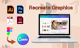 convert redesign PDF, figma, PSD, ai, indesign to from canva