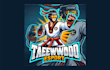 create taekwondo cartoon, character mascot logo within two day