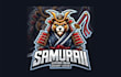 create samurai bear cartoon, character mascot logo with my own creativity