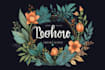 create beautiful hand drawn botanical boho logo
