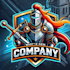 do awesome knight mascot logo design with company