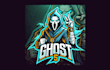 create ghost cartoon, character mascot logo with creative concepts