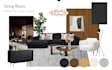create an interior design moodboard with a floor plan