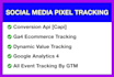setup meta pixel, tiktok, snapchat, and pinterest, conversion API via GTM
