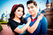 draw cartoon disney couple portrait