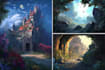 draw environment concept art, fantasy worlds