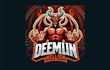 do demon hellish cartoon, character mascot logo with unique concepts