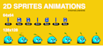 draw 2d game assets spritesheet, icons, objects, animations